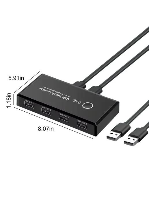 USB 2.0 коммутатор для 2 устройств, 4 порта, мышь клавиатура, вариант, фото 5
