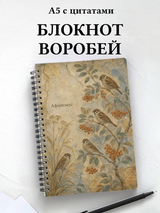 Блокнот Воробей с мотивирующими цитатами