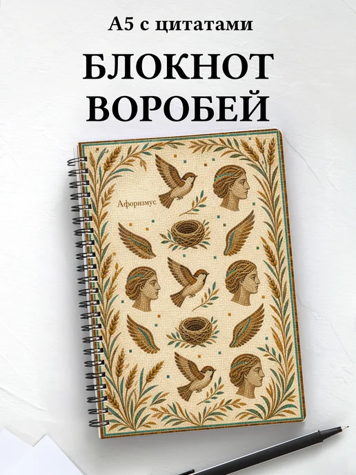 Блокнот Воробей с мотивирующими цитатами
