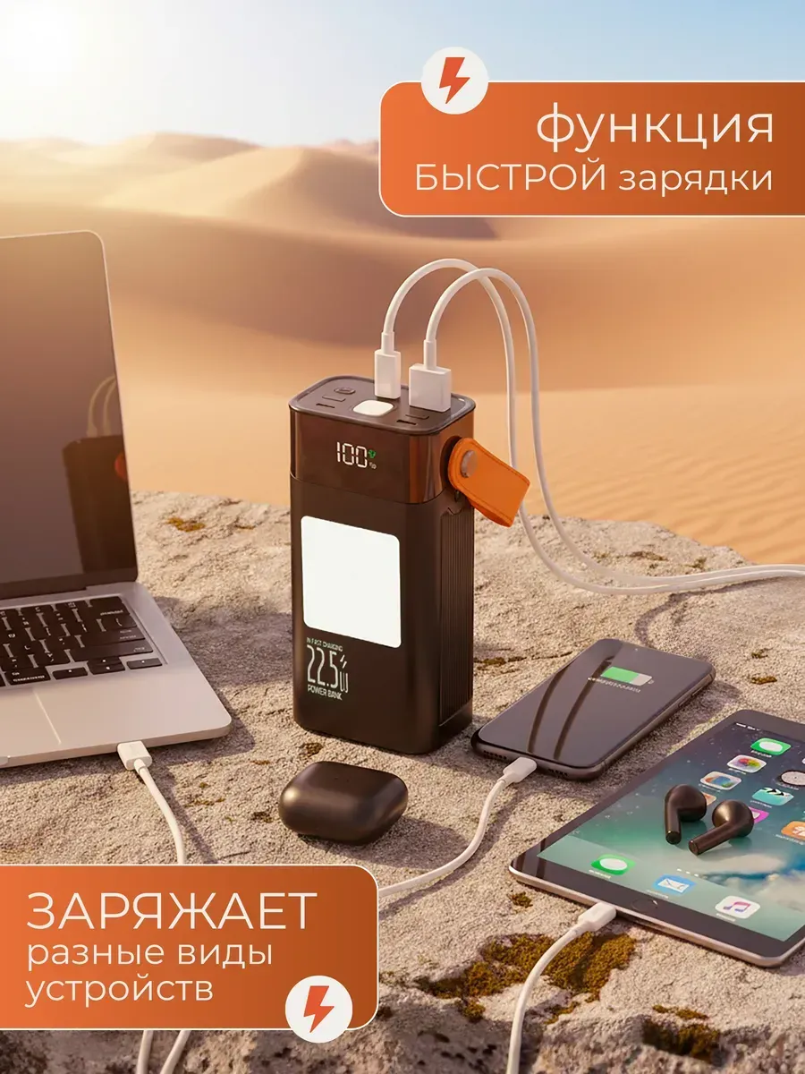 Внешний аккумулятор Повербанк Power bank 60000 мАч — фото 4