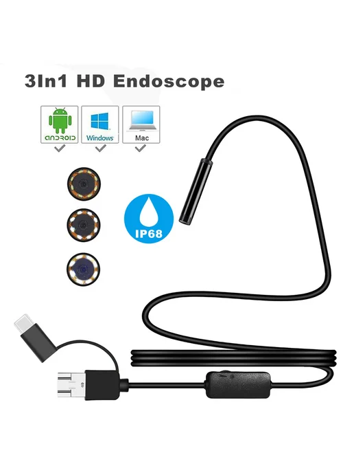 HD эндоскоп 0.3MP 7мм для Android iPhone 1м, 1 м, фото 7