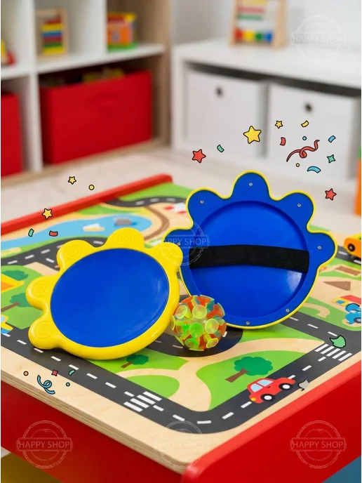 Кетчбол Подвижная игра Поймай мяч на присосках, желтый, фото 6