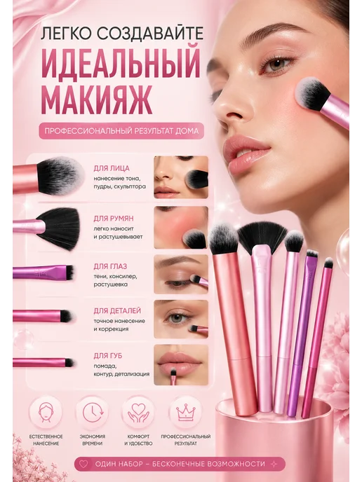 Набор кистей для макияжа Everyday Essentials, розовый, фото 6
