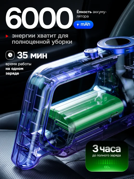 HOLDY Пылесос для автомобиля беспроводной мощный, вариант, фото 2