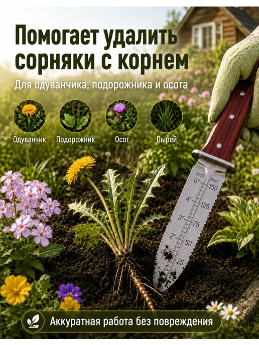 Корнеудалитель сорняков садовый нож для огорода и дачи, вариант, фото 3