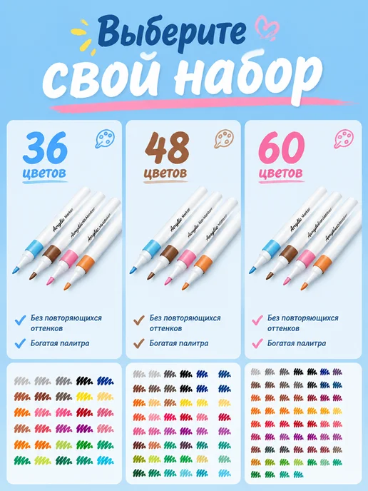 TANFORT Маркеры для скетчинга набор двусторонних фломастеров 48 шт, вариант, фото 3