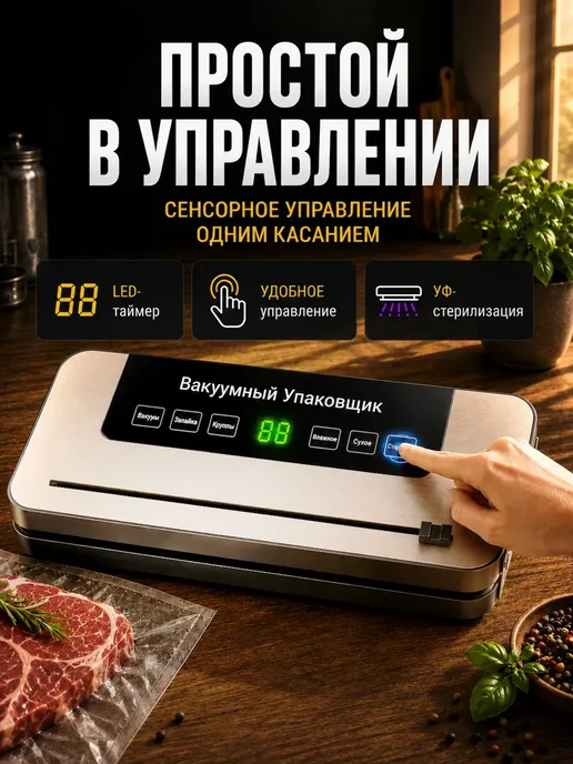 Вакууматор для продуктов с запайкой пакетов и резаком мощный, вариант, фото 3
