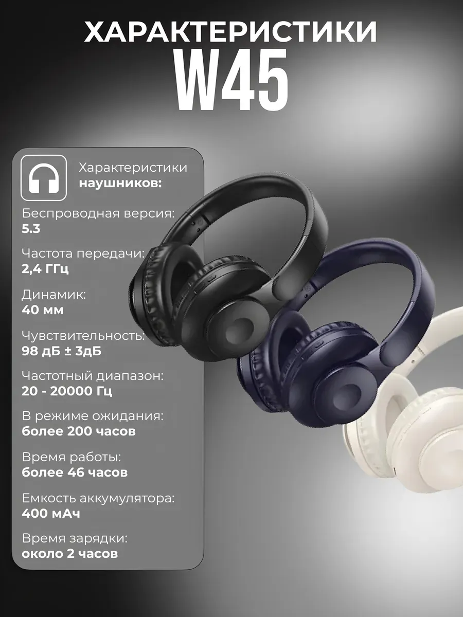 Наушники беспроводные большие накладные HOCO W45 — фото 5