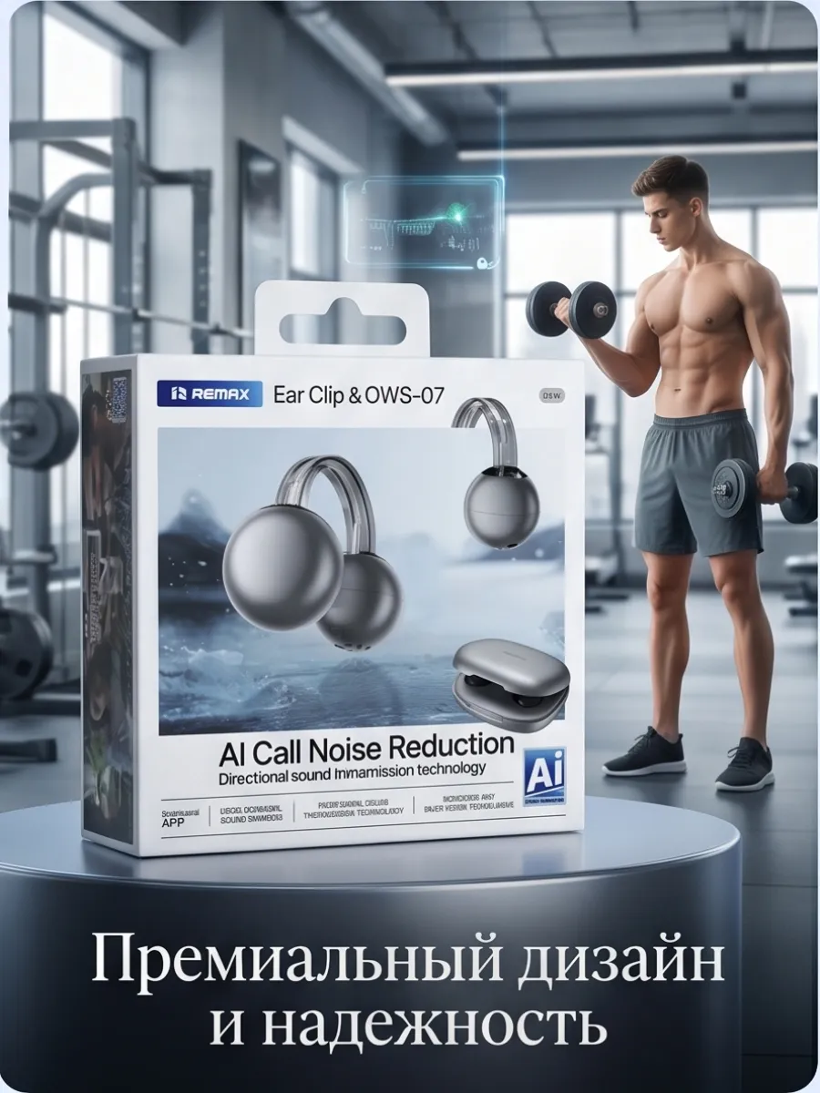 Наушники беспроводные с микрофоном REMAX Ear Clip OWS-07 — фото 2