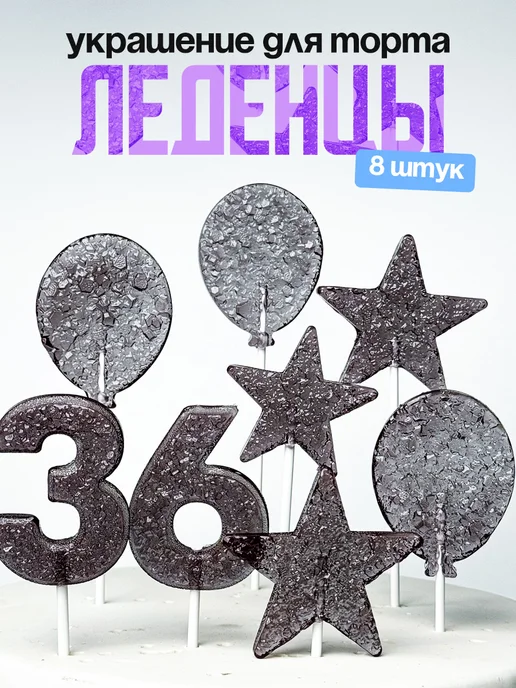 Леденцы для торта с цифрой 36. Украшения торта