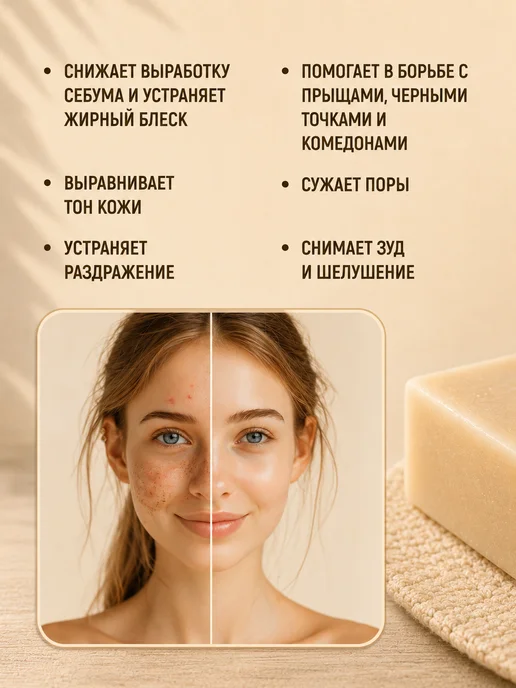 Elibest Мыло натуральное Ромашка для умывания лица от прыщей, вариант, фото 2