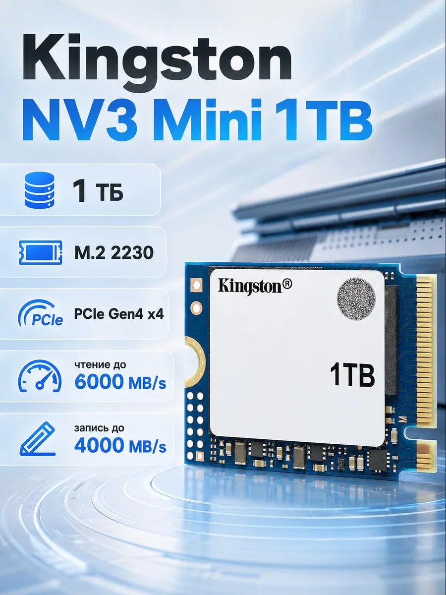 Kingston Накопитель SSD NV3 Mini 1TB M.2 2230 PCIe Gen4 x4