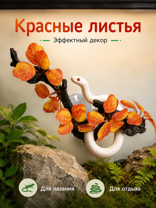 Декор коряга для террариума с присоской, зеленый, фото 3