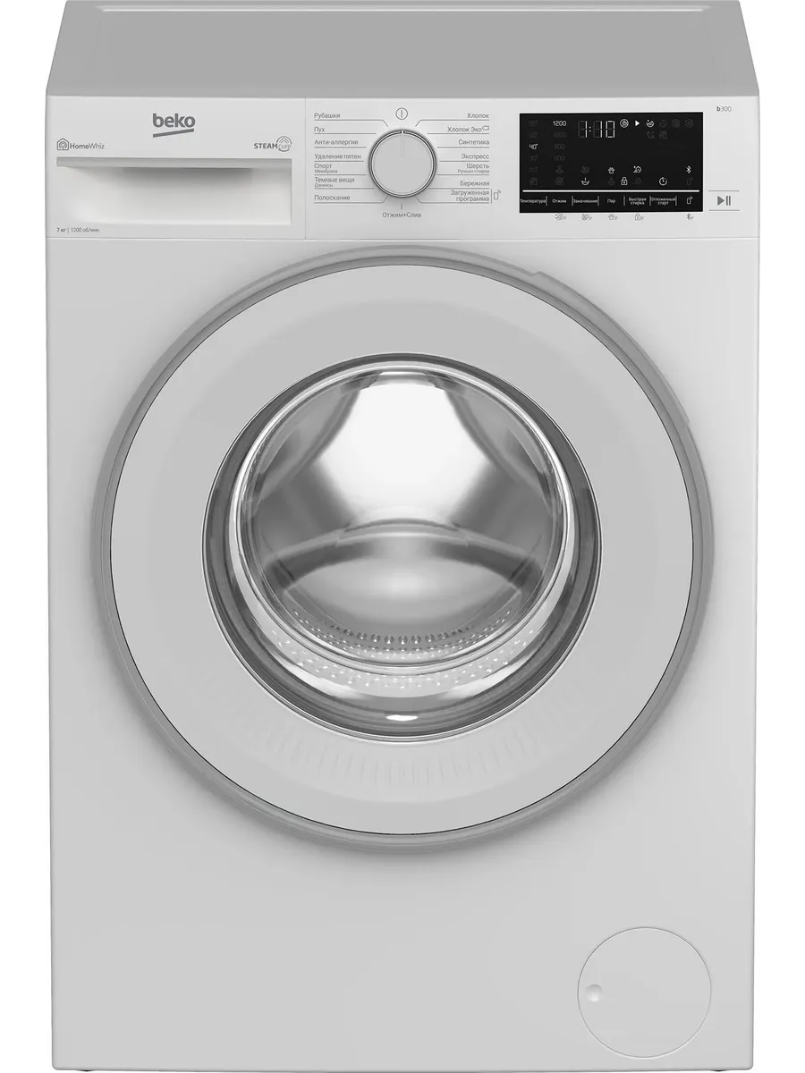 Beko Стиральная машина B3WFR572WW, 7 кг, узкая, пар