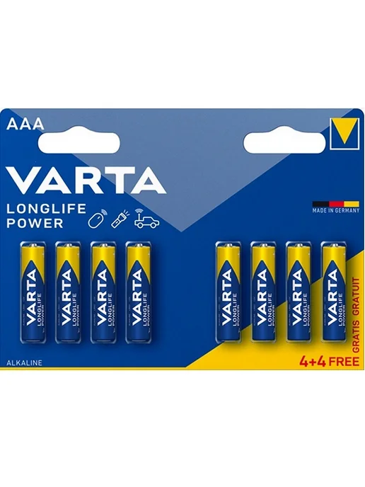 VARTA Батарейки мизинчиковые Longlife Power 4903 AAA BL4+4, 8 шт