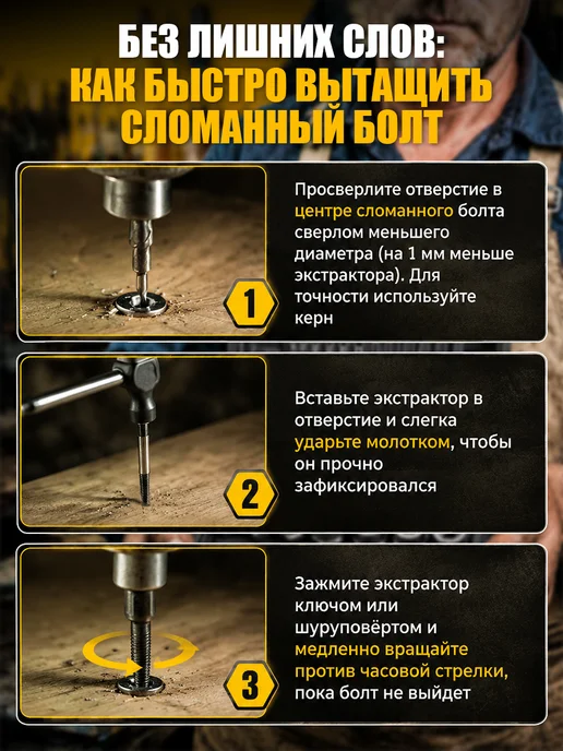 Экстракторы 26шт для сломанных болтов и сорванных гаек, 26 шт, фото 5