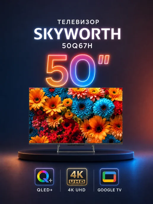 Skyworth Телевизор 50" 50Q67H, черный, черный