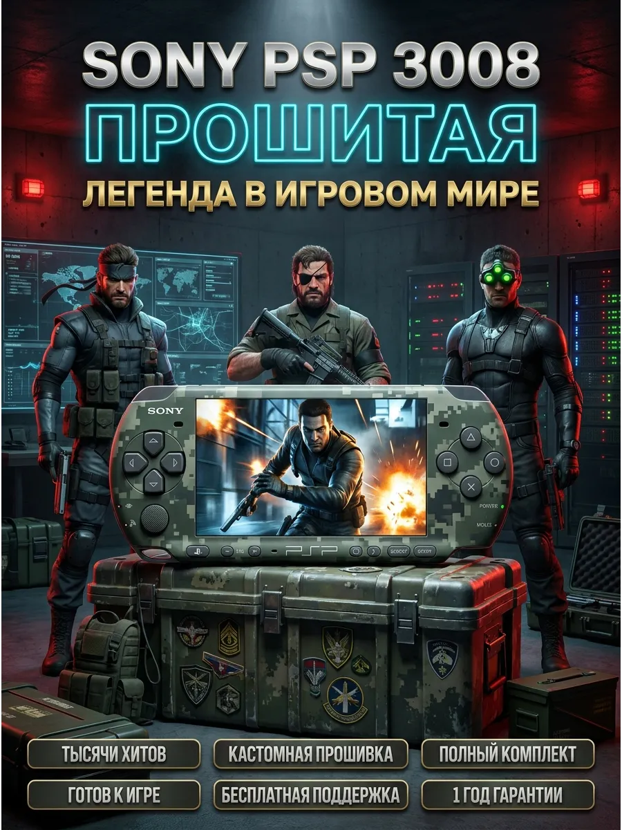 Sony игровые консоли Новая Sony PSP 3008 Slim Камуфляж 64Gb 3000+ ИГР