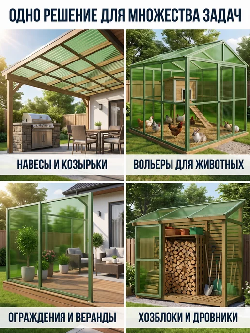 BoxDevice Монолитный ПЭТ лист в рулоне коричневый Д20м х Ш1,1м, 20 м, 1,1 м, зеленый, фото 2