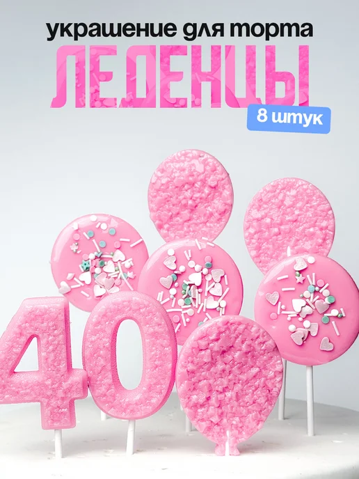 Леденцы для торта с цифрой 40. Украшения торта