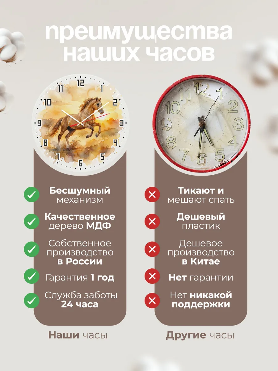 Часы настенные "Соловая лошадь на закате" — фото 2