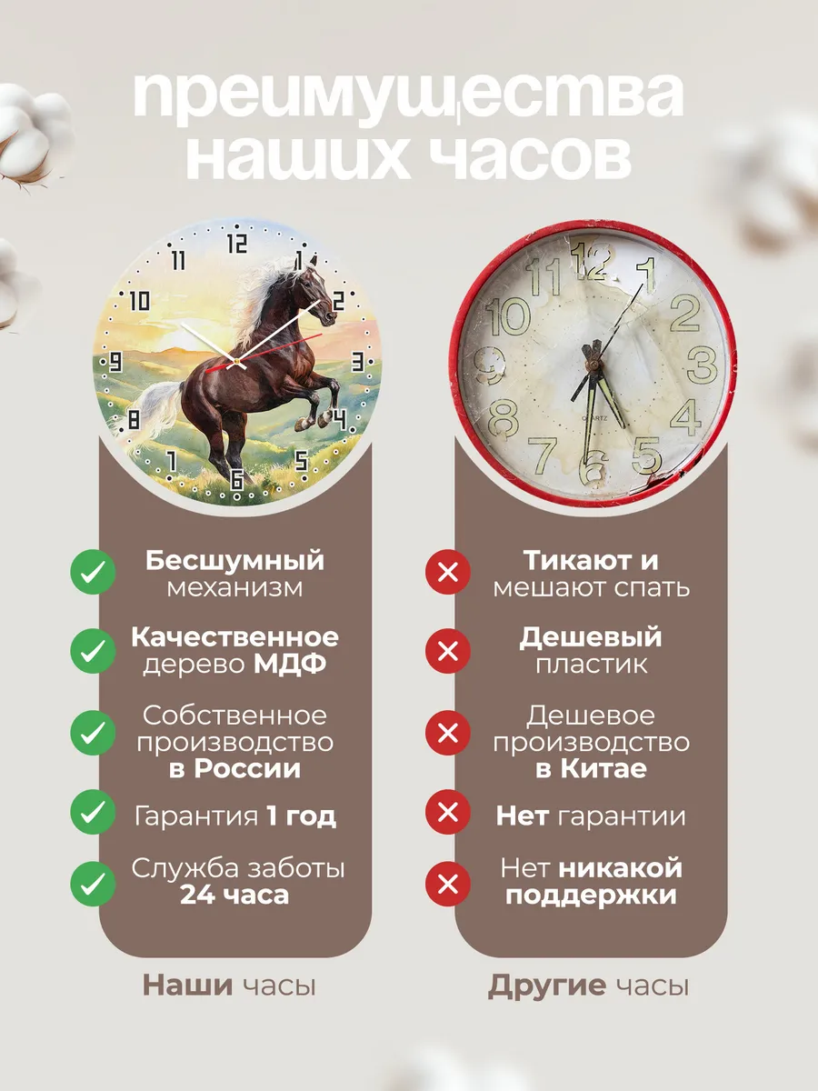 Часы настенные "Гнедая на закате" — фото 2