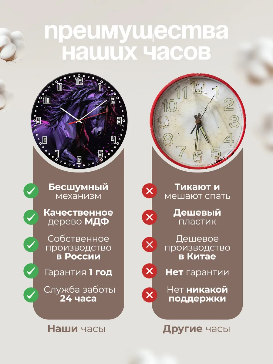 Часы настенные "Фиолетовый кристальный конь" — фото 2
