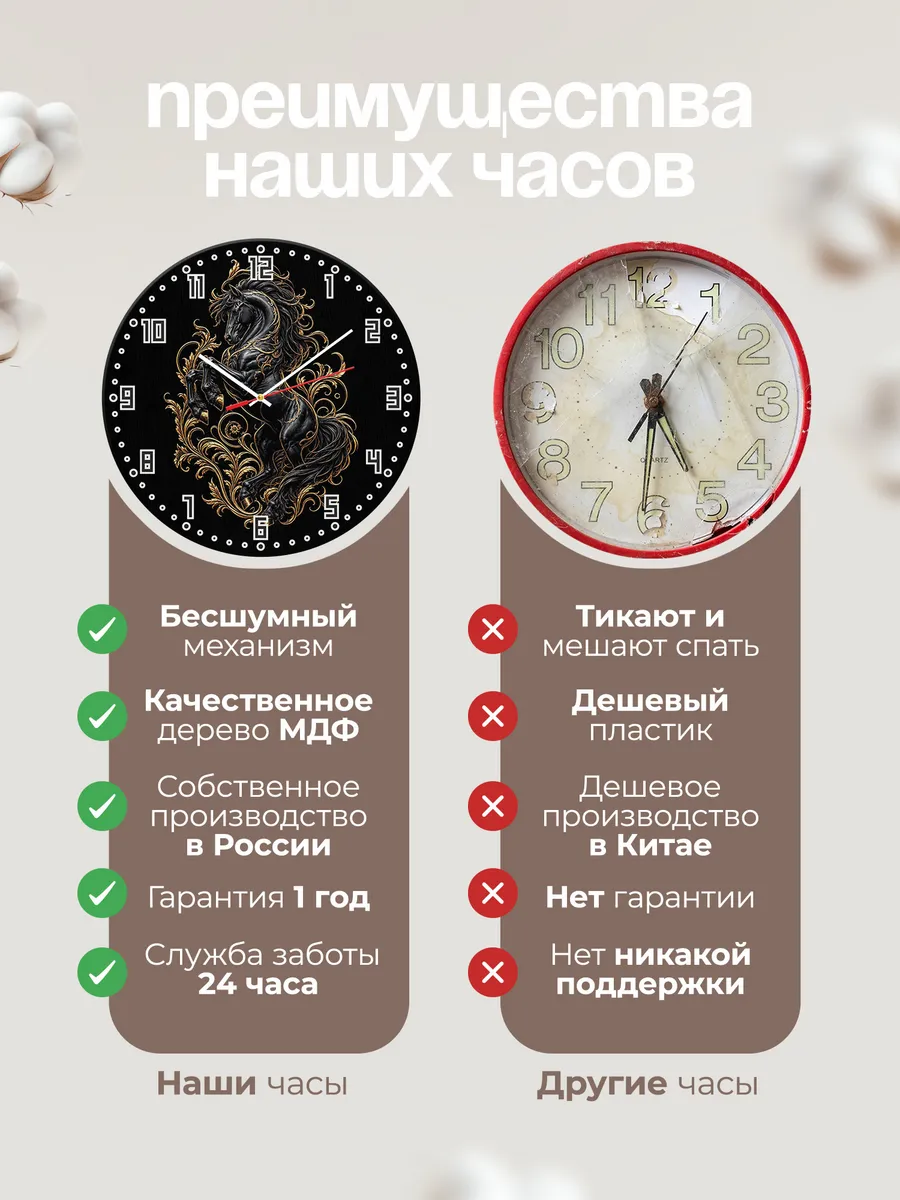 Часы настенные "Фризский конь на дыбах" — фото 2