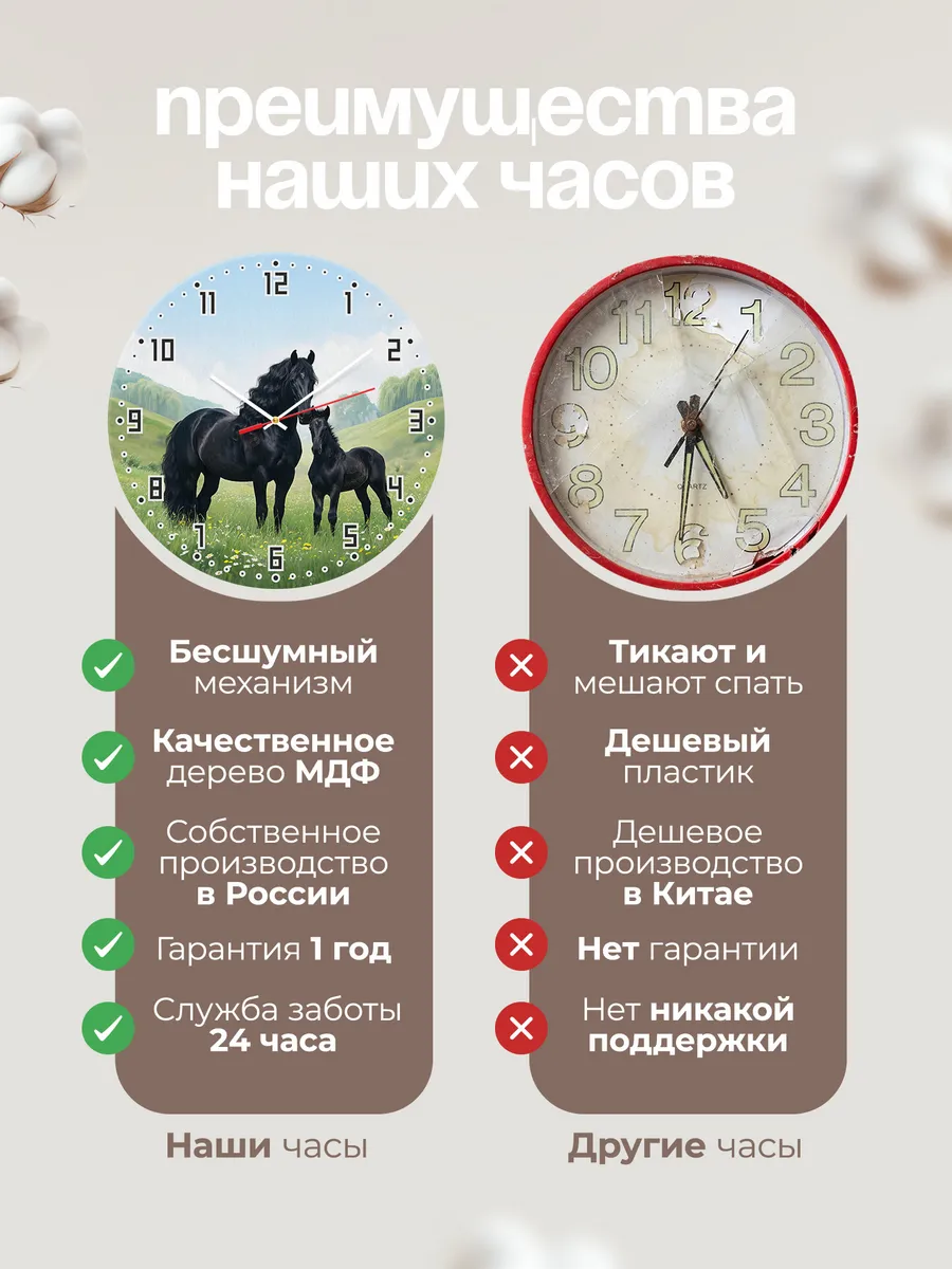 Часы настенные "Фризская кобыла с жеребёнком" — фото 2