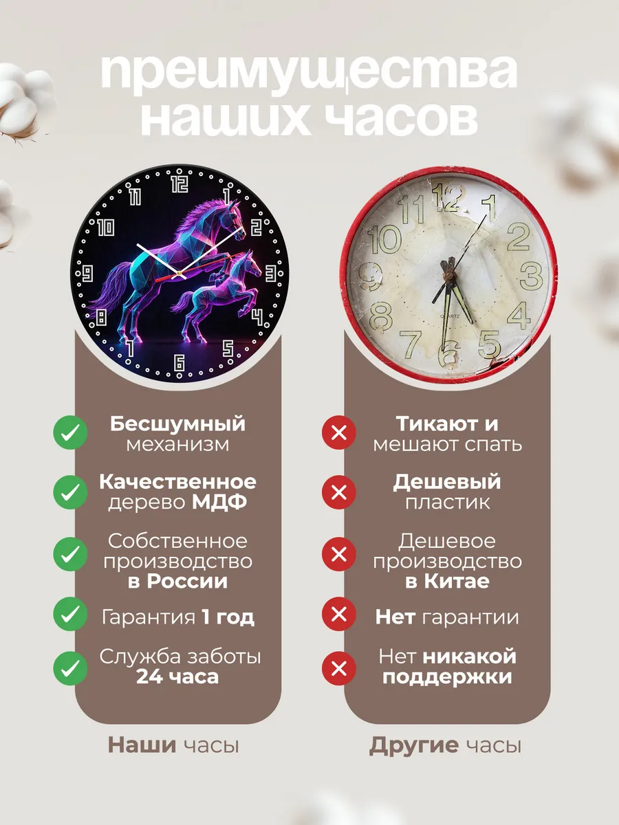 Часы настенные "Неоновые кони" — фото 2