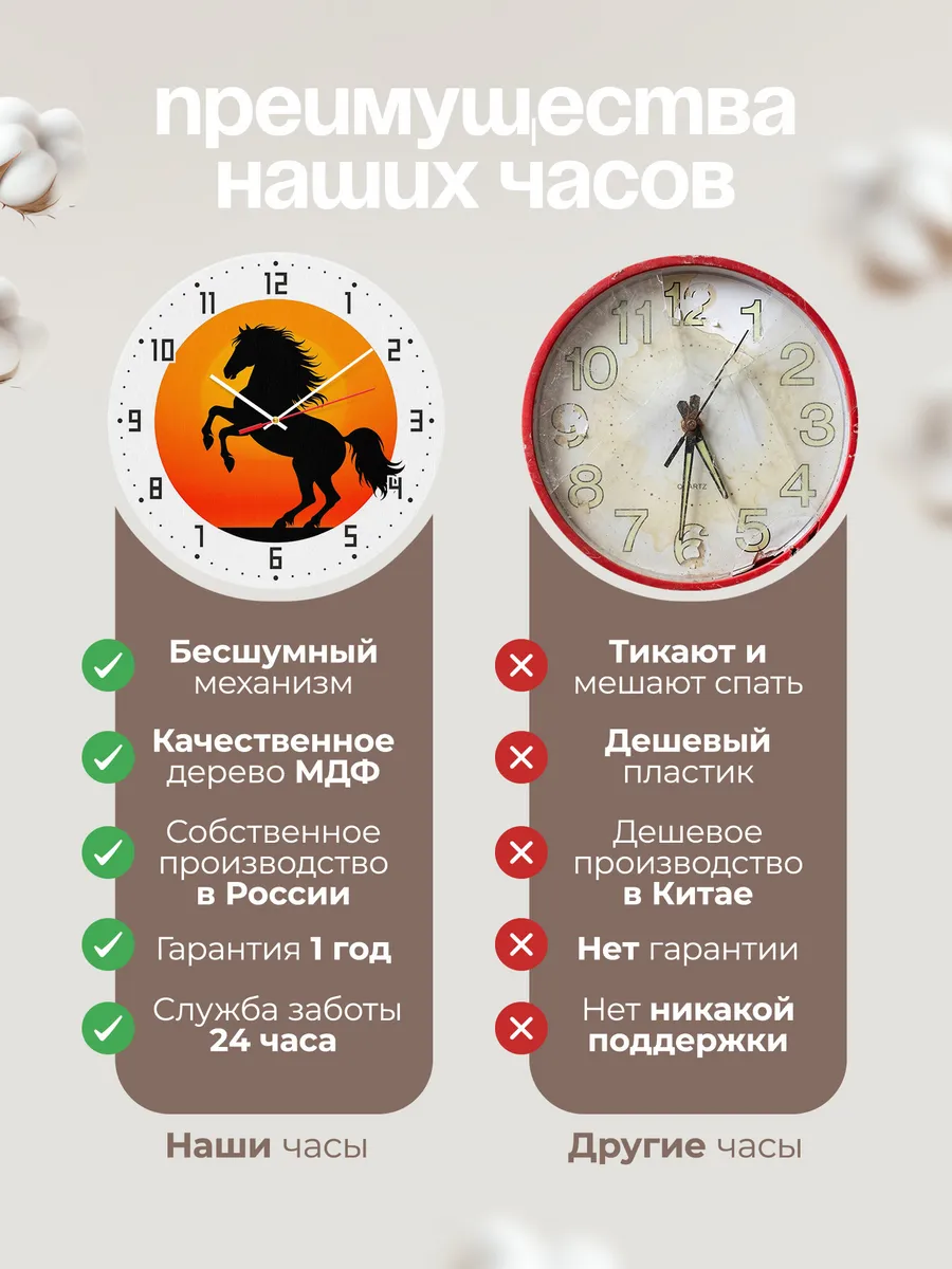Часы настенные "Силуэт коня на закате" — фото 2