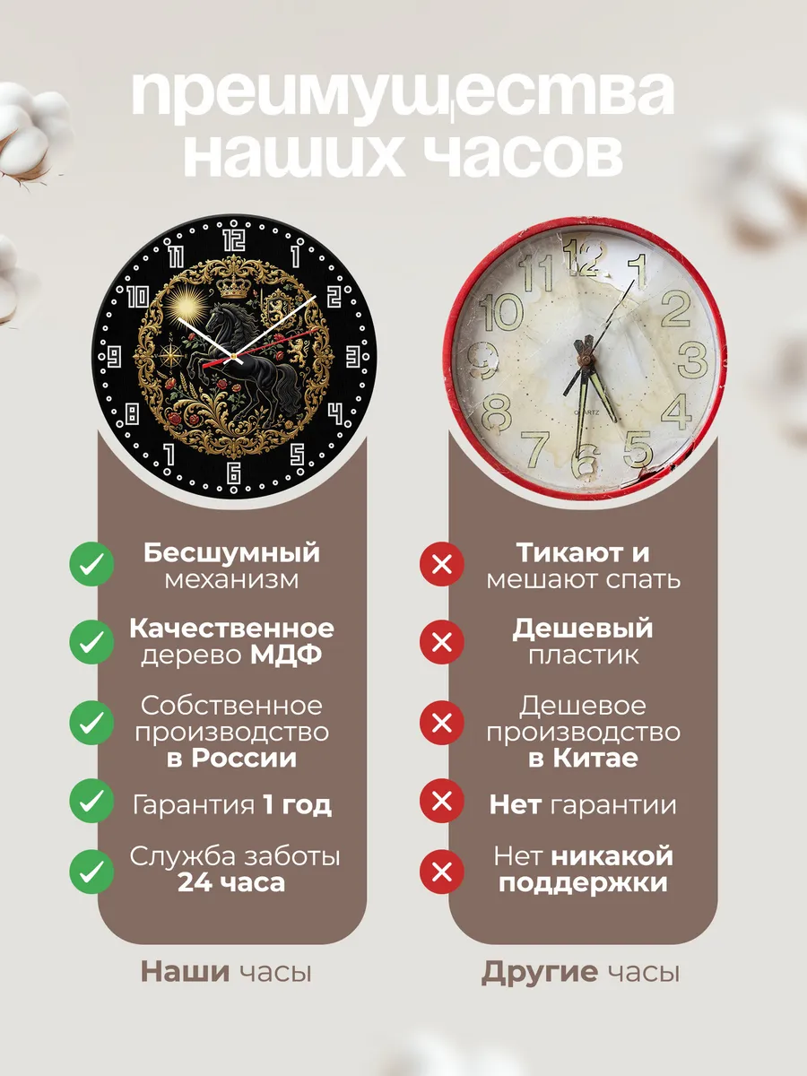 Часы настенные "Геральдический герб с конём" — фото 2