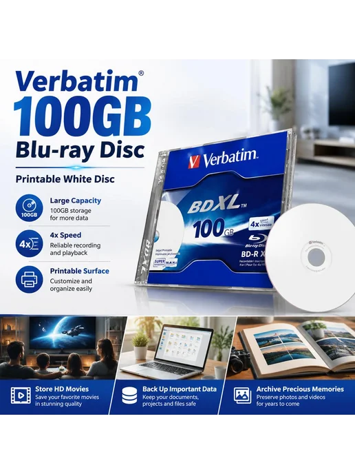 BD-R XL 100GB, тройной слой, для долговременного хранения, 100 ГБ, фото 2