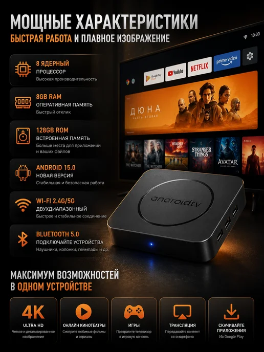 Cмарт приставка для телевизора с wifi, вариант, фото 2