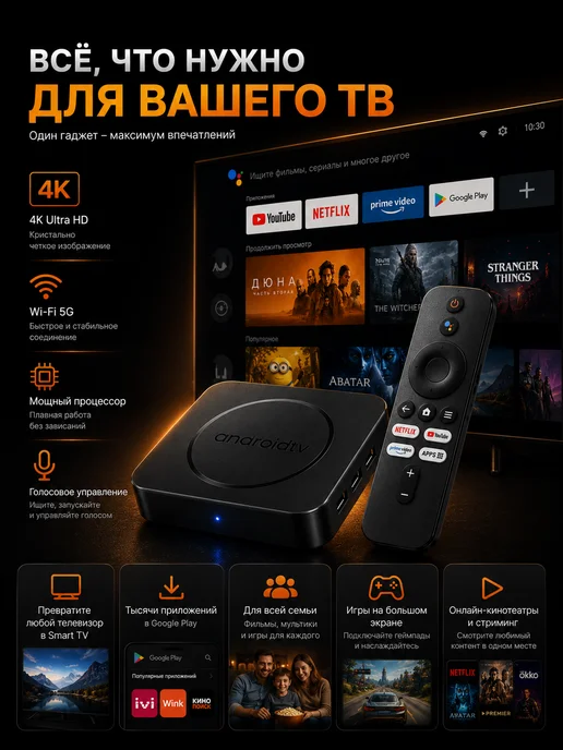 Cмарт приставка для телевизора с wifi, вариант, фото 6