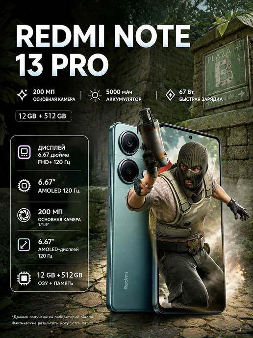 Смартфон Xiaomi Redmi Note 13 Pro 12/512 ГБ, синий