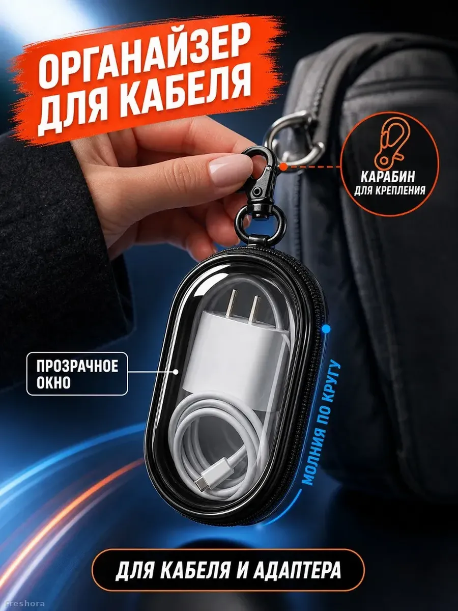 Органайзер-чехол для кабелей с карабином
