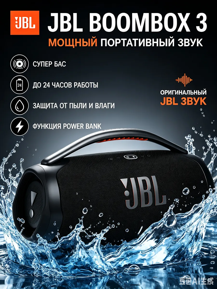 JBL Беспроводная акустическая колонка Boombox 3