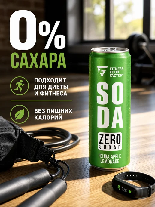Fitness Food Factory Лимонад без сахара SODA без калорий в банке 12 шт, 12 шт, фото 2