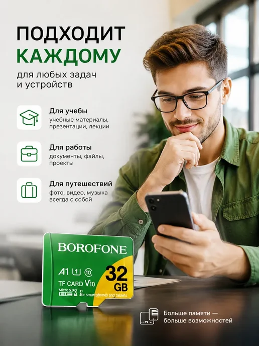 KAMstore1 Карта памяти microSD 32GB Class 10 A1 U1 для телефона, 32 ГБ, фото 6