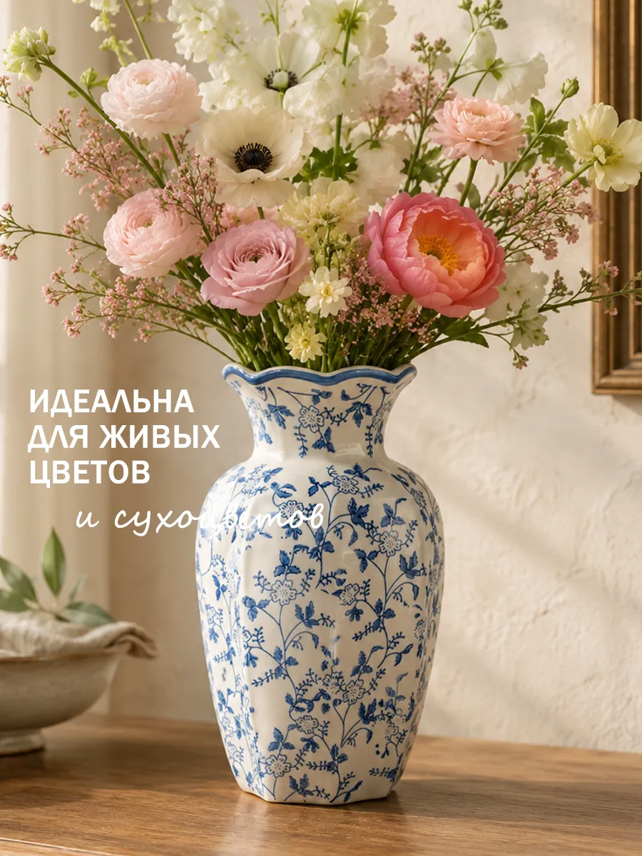 Ваза для сухоцветов декоративная для интерьера - фото 2