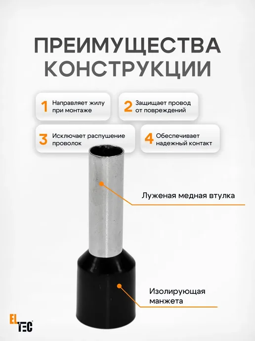 ELTEC Наконечник штыревые втулочные НШВИ 1.5-8 100шт, 100 шт, фото 3