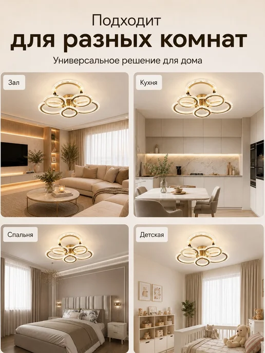 Люстра потолочная светодиодная с пультом LED, желтый, фото 2