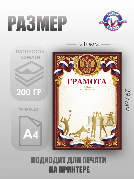 Талант Store Набор грамот для награждения Волейбол, 10 шт, 10 шт, фото 2
