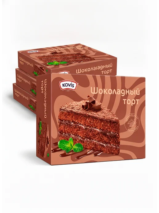 KOVIS Торт шоколадный бисквитный, 1 шт по 240 гр, 4 шт, 240 г, фото 7