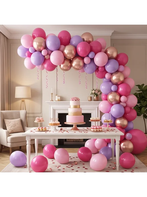 30 шаров 12 дюймов для baby shower, день рождения (Роз, Фиол, вариант, фото 2