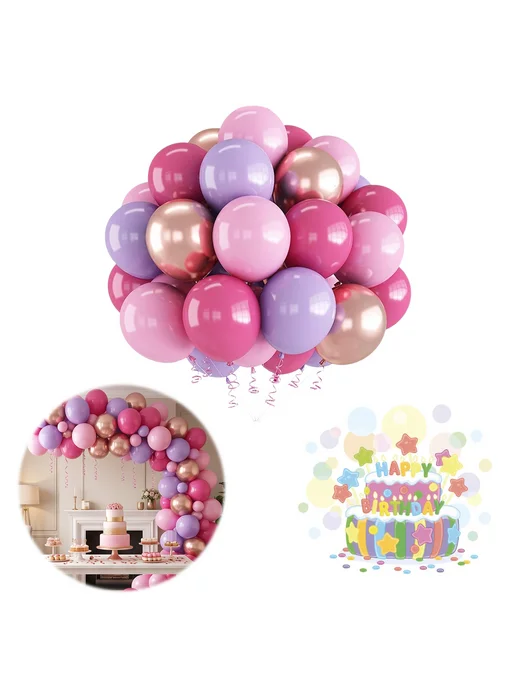 30 шаров 12 дюймов для baby shower, день рождения (Роз, Фиол, вариант, фото 4