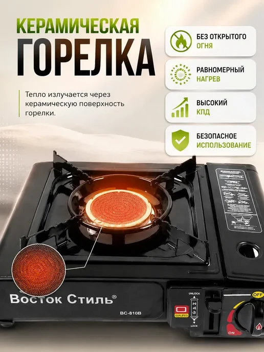 Рыболов_Челябинск Плита туристическая газовая, черный, фото 2