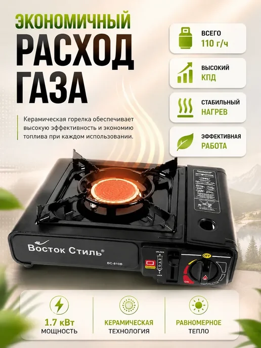 Рыболов_Челябинск Плита туристическая газовая, черный, фото 3