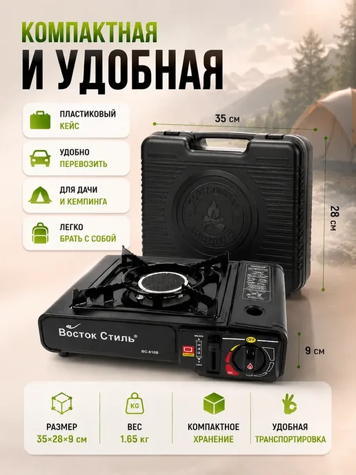 Рыболов_Челябинск Плита туристическая газовая, черный, фото 5